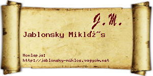 Jablonsky Miklós névjegykártya